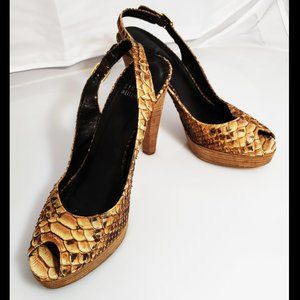 Boa Snakeskin Peep Toe Platform Sandal